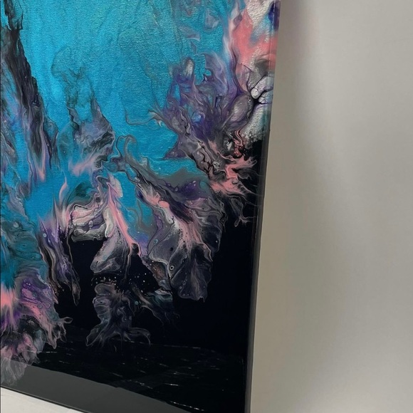Metallic Black Blue Abstract Wall Art Home Decor